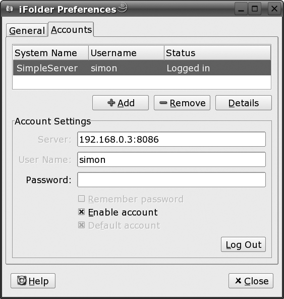 iFolder account preferences
