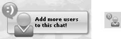 Button (left) and icon (right) to add more people to an open chat session