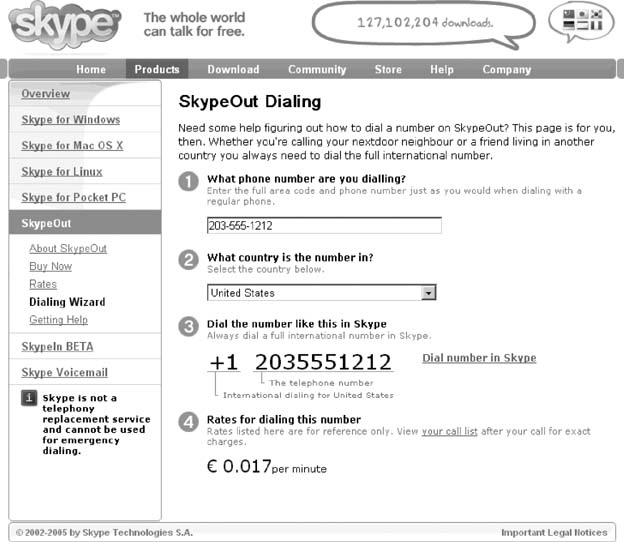 The Skype Dialing Wizard