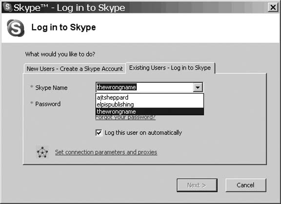 Mistyped and old Skype usernames linger in the login screen, unless you delete them by hand