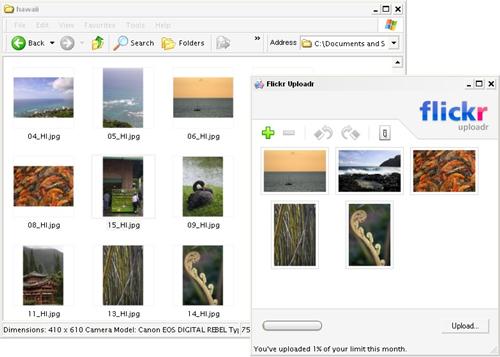 Adding photos from the desktop with Flickr Uploadr