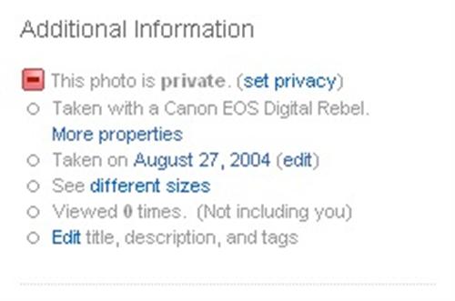 The “More properties” link on a photo detail page