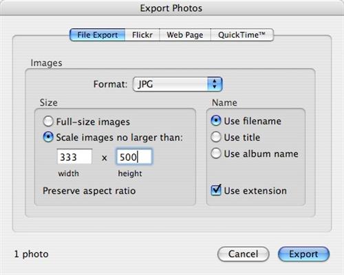 Resizing images in iPhoto