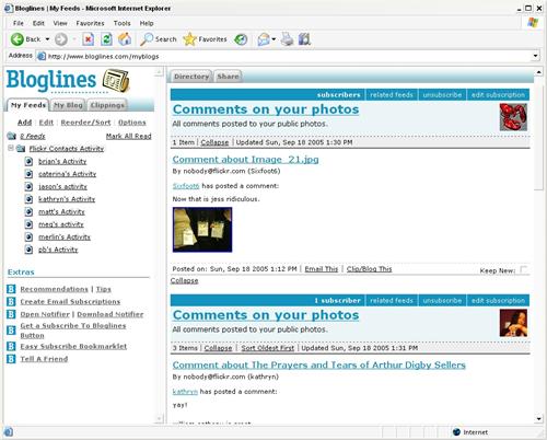 Watching contacts’ activity at Bloglines
