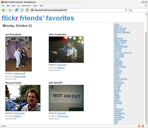 Flickr friends’ favorites sidebar