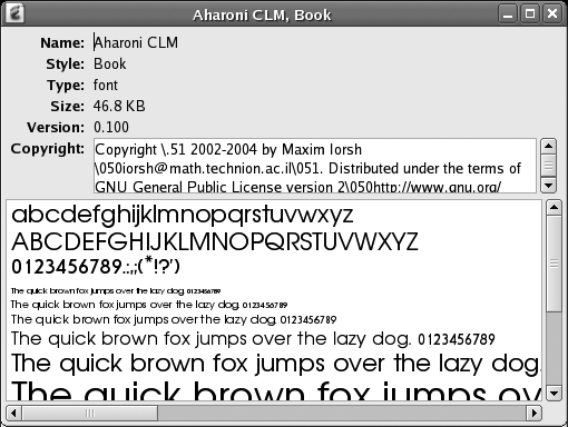 GNOME font viewer