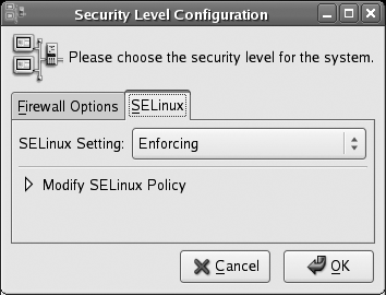 Graphical configuration tool for SELinux