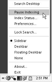 The Google Desktop taskbar menu