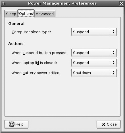 gnome-power-manager’s Options tab