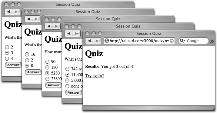 An online quiz saving state with sessions