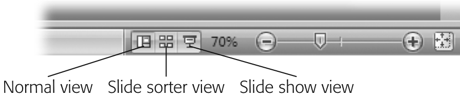 Clicking the Slideshow icon at the bottom of your workspace is one of the easiest ways to run your presentation.