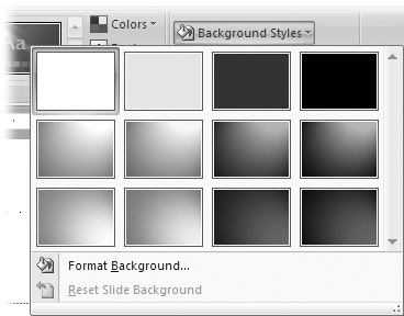 The background options PowerPoint offers are ones that coordinate with the theme youâve applied to your presentation.