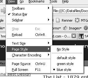 Switching style sheets within the browser options