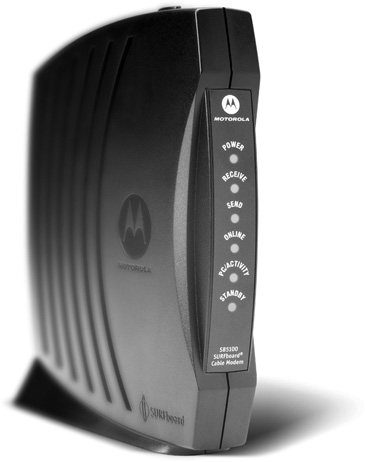 External broadband modems, like this Motorola model for cable Internet service, connect to the back of the computer with an Ethernet or USB cord. Most modems also need their own power supply, so pick a spot within reach of an electrical outlet. Some broadband modems can even connect to your computer wirelessly, but ask your Internet provider about the system requirements.
