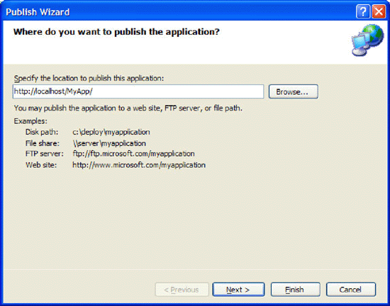 Using the Publish Wizard to deploy an application using ClickOnce