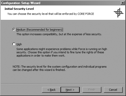 Choosing a security level