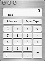 The Calculator in default mode offers basic arithmetic functions.
