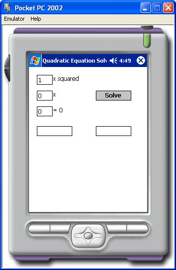 Quadratic Equation Solver application.