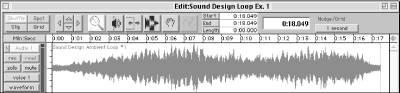 The waveform of a mono sound file imported into a Pro Tools session