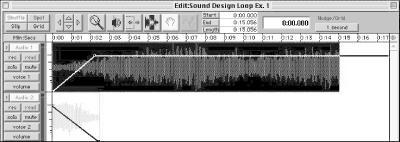 A sample view of a selection made at the zero point of the waveform