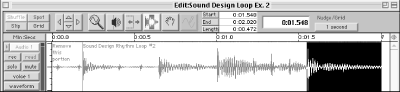 A selected region of the second snare drum sound in the waveform