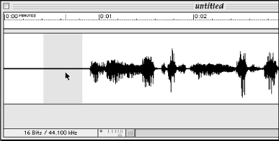 A sound file with room tone in the beginning. Use this room tone to cover up any gaps that may appear in the editing process.