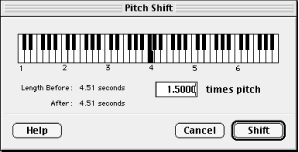 Pitch shift condenses or speeds up the selected region to raise the pitch