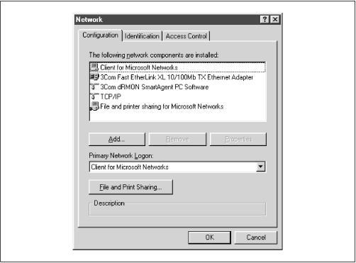 The Windows 95/98 Network panel