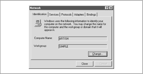 Network panel Identification tab