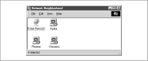 Network Neighborhood showing the Samba server