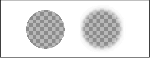 A GIF with a single transparent color (left) versus a PNG with a full alpha channel (right)