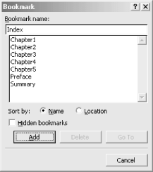 Creating a bookmark