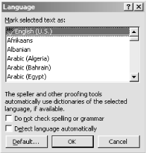 Picking a language and its accompanying formats for selected text