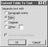 Converting a table to non-tabular text