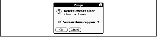 The Purge command lets you free up PalmPilot memory by deleting (but backing up) events that have already passed.