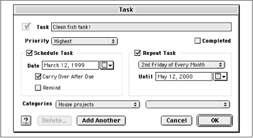 Palm Desktop’s To Do list offers more features than the PalmPilot’s own.