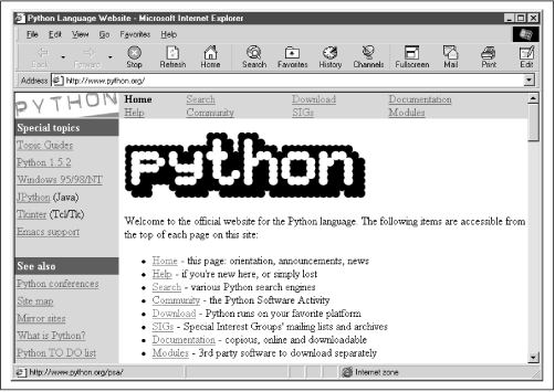 Python’s home page at www.python.org
