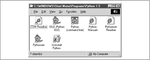 Program items created by Python and PythonWin installation