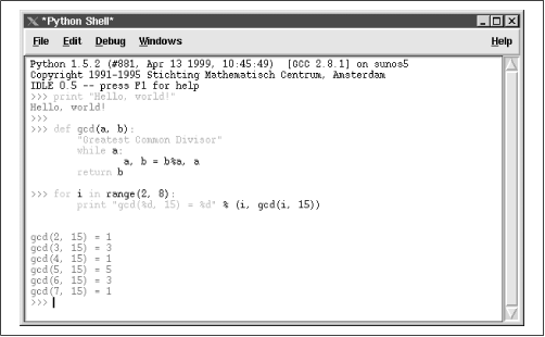 IDLE’s shell window on Unix