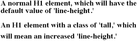 Line height of 100% (top) and 150% (bottom)