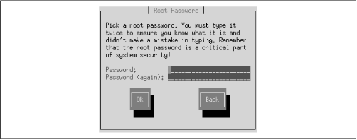 The Root Password dialog box