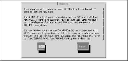 The Xconfigurator Welcome dialog box