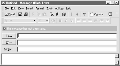 Using the mail system’s dialog box for composing a message
