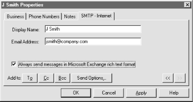 Setting Microsoft Exchange RTF for an email address