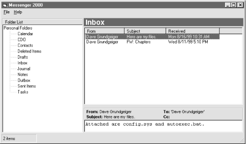 Messenger 2000, a sample CDO application