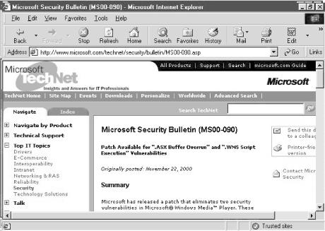 Example Microsoft security bulletin