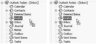 Cursors during copy operation (left) and move operation (right)