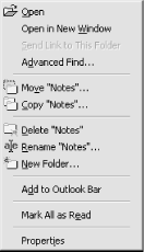Folder List context menu