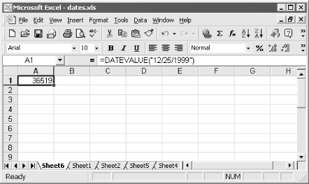 The DATEVALUE determines the numeric value of a date value