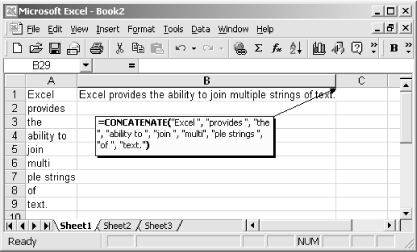 Use CONCATENATE to join multiple text strings together